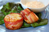 Bacon Wrapped Scallops - Party Tray - Heat and Eat - Approximately 50 Scallops per Tray